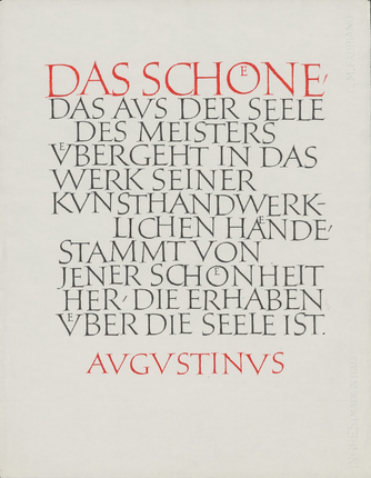 Friedrich Poppl, Augustinus, Das Schöne…, 1965. Akademie der Künste, Berlin, Berliner Sammlung Kalligraphie, Poppl, Nr. 20. CC BY-NC-ND.