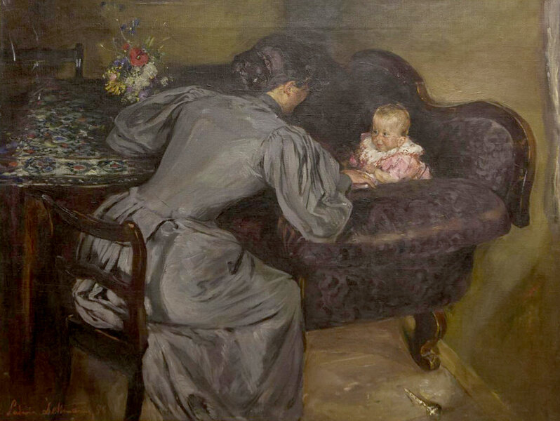 Ludwig Dettmann, Mutter mit Kind in einem Innenraum, 1896, Öl auf Leinwand. Akademie der Künste, Berlin, Kunstsammlung, Inventar-Nr.: KS-Gemälde DAK 3256. © Akademie der Künste, Berlin.