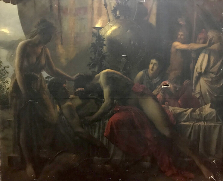 Franz Heynacher, Achilles´ Trauer um Patroklos, vor 1900, Öl auf Leinwand. Akademie der Künste, Berlin, Kunstsammlung, Inventar-Nr.: KS-Gemälde MA 334. © Akademie der Künste, Berlin. 